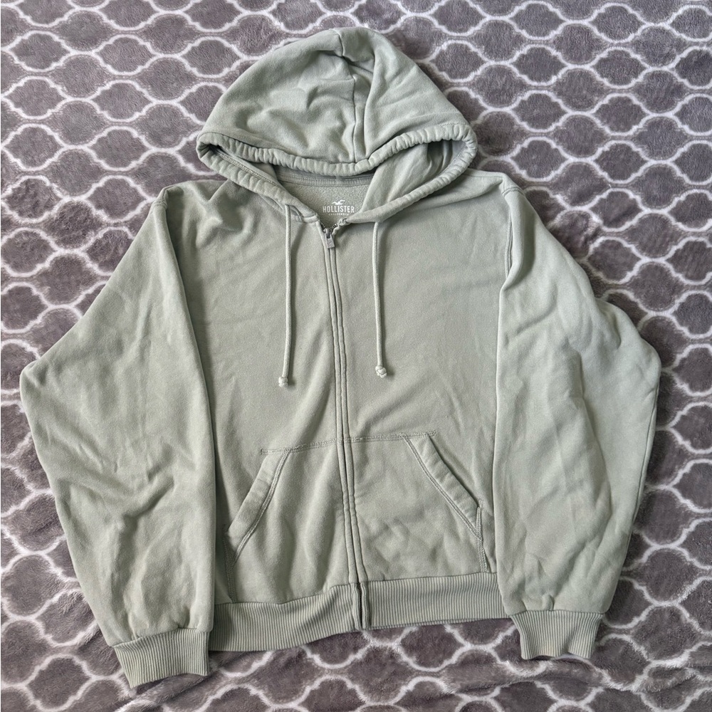 Hollister Light Green Zip-Up Hoodie